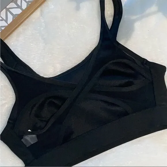 Nwt Jockey Radiate sport bra stretched jersey mold mesh cup black s small top - Picture 3 of 8